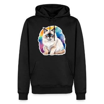 Birmakatze Wasserfarben - Männer Premium Bio Hoodie - Schwarz - Vorne - Nico (187cm)