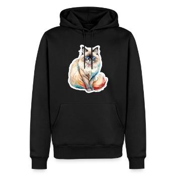 Birman Cat Watercolors - Men’s Premium Organic Hoodie - black - Front - Nico (187cm)
