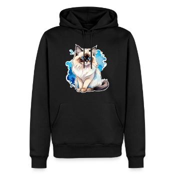 Birmakatze Wasserfarben - Männer Premium Bio Hoodie - Schwarz - Vorne - Nico (187cm)