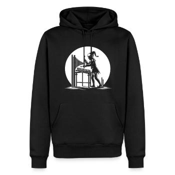 „Elfenvibraphon“ - Männer Premium Bio Hoodie - Schwarz - Vorne - Nico (187cm)