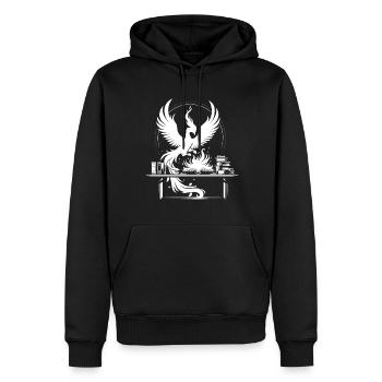 „Phönix aus der Asche“ - Männer Premium Bio Hoodie - Schwarz - Vorne - Nico (187cm)