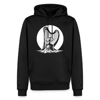 Harpe elfique jouant au clair de lune - Sweat à capuche Premium bio Homme - noir - Devant - Nico (187cm)
