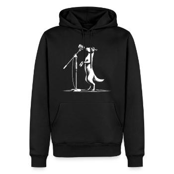 Petite chèvre au micro - Sweat à capuche Premium bio Homme - noir - Devant - Nico (187cm)