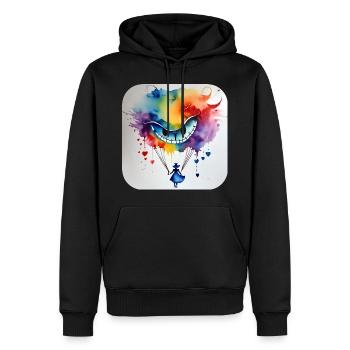 Visage de fille et de chats rieurs - Sweat à capuche Premium bio Homme - noir - Devant - Nico (187cm)