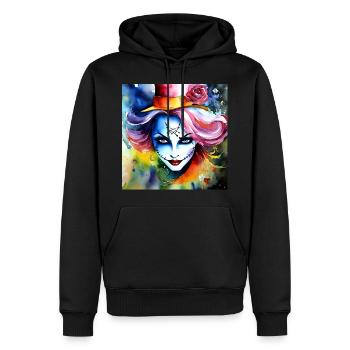 Cooles Harlequin Poker Gothic Mädchen - Männer Premium Bio Hoodie - Schwarz - Vorne - Nico (187cm)