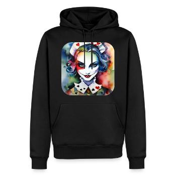 Cooles Harlequin Poker Gothic Mädchen - Männer Premium Bio Hoodie - Schwarz - Vorne - Nico (187cm)