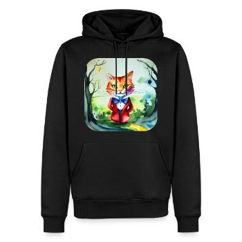 Chat fou mignon - Sweat à capuche Premium bio Homme - noir - Devant - Nico (187cm)
