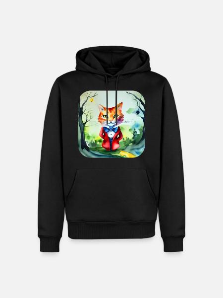 Cute crazy cat - Men’s Premium Organic Hoodie - black