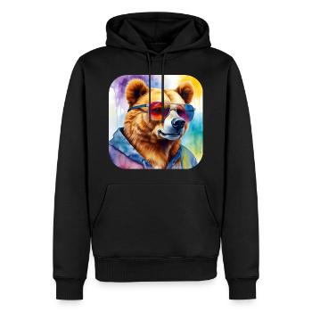 Ours cool avec des lunettes de soleil - Sweat à capuche Premium bio Homme - noir - Devant - Nico (187cm)