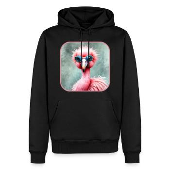 Cooler pinker Flamingo mit Sonnenbrille - Männer Premium Bio Hoodie - Schwarz - Vorne - Nico (187cm)