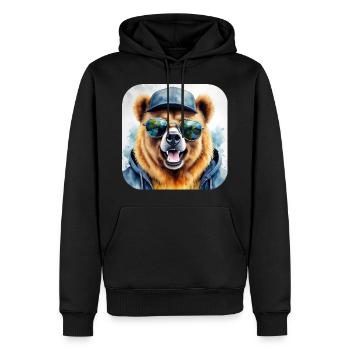 Ours cool avec des lunettes de soleil - Sweat à capuche Premium bio Homme - noir - Devant - Nico (187cm)