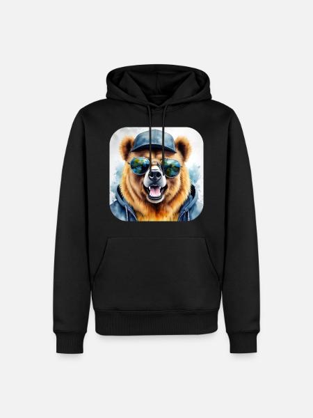 Cool bear with sunglasses - Men’s Premium Organic Hoodie - black