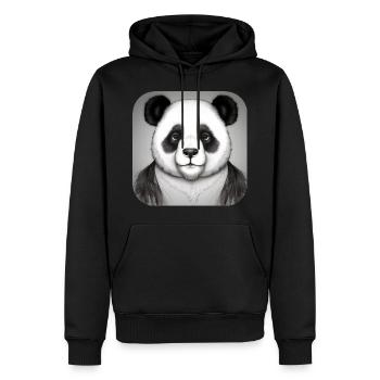 Cooler Panda - Männer Premium Bio Hoodie - Schwarz - Vorne - Nico (187cm)