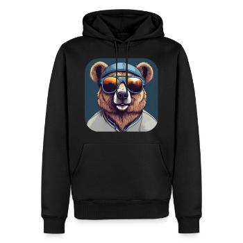 Ours cool avec des lunettes de soleil - Sweat à capuche Premium bio Homme - noir - Devant - Nico (187cm)