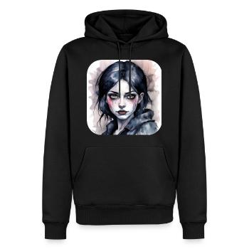 Fille punk gothique cool - Sweat à capuche Premium bio Homme - noir - Devant - Nico (187cm)