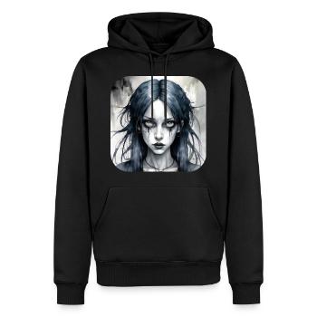 Fille punk gothique cool - Sweat à capuche Premium bio Homme - noir - Devant - Nico (187cm)