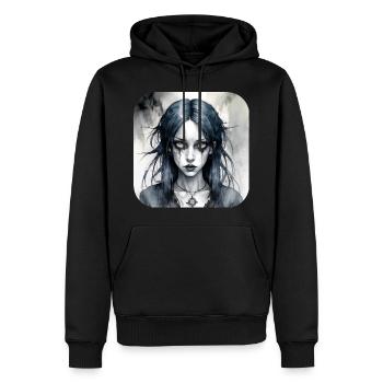 Fille punk gothique cool - Sweat à capuche Premium bio Homme - noir - Devant - Nico (187cm)