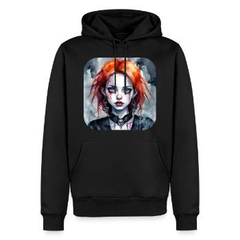 Fille punk gothique cool aux cheveux roux - Sweat à capuche Premium bio Homme - noir - Devant - Nico (187cm)