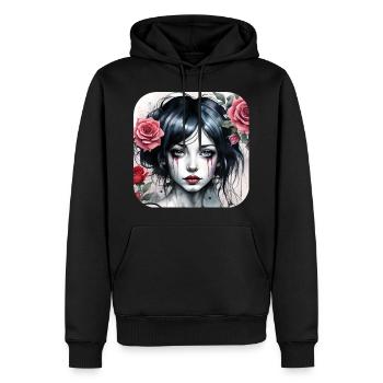 Fille punk gothique cool avec des roses rouges - Sweat à capuche Premium bio Homme - noir - Devant - Nico (187cm)