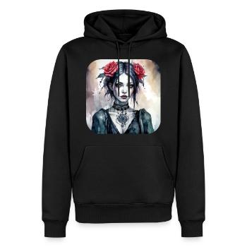 Fille punk gothique cool avec des roses rouges - Sweat à capuche Premium bio Homme - noir - Devant - Nico (187cm)