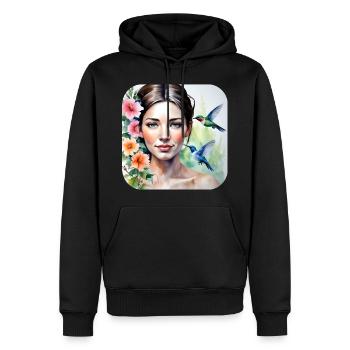 Beauté inconnue avec les colibris - Sweat à capuche Premium bio Homme - noir - Devant - Nico (187cm)