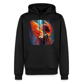 Stolze Frau mit Phönix - Männer Premium Bio Hoodie - Schwarz - Vorne - Nico (187cm)