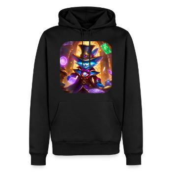 Verrücke Zauber Katze mit Hut - Männer Premium Bio Hoodie - Schwarz - Vorne - Nico (187cm)