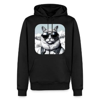 Coole Katze mit Sonnenbrille - Männer Premium Bio Hoodie - Schwarz - Vorne - Nico (187cm)