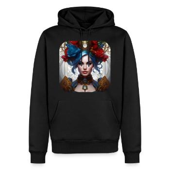 Fille steampunk cool avec des fleurs - Sweat à capuche Premium bio Homme - noir - Devant - Nico (187cm)