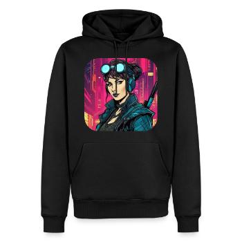 Cooles Cyberpunk Girl VX - Männer Premium Bio Hoodie - Schwarz - Vorne - Nico (187cm)