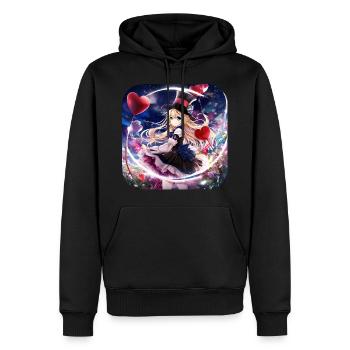 Cooles Girl mit Herzchen - Männer Premium Bio Hoodie - Schwarz - Vorne - Nico (187cm)