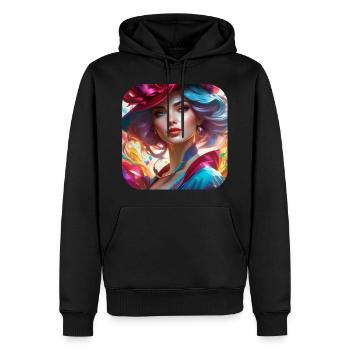 Fille steampunk cool avec chapeau - Sweat à capuche Premium bio Homme - noir - Devant - Nico (187cm)