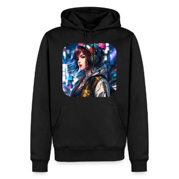 Fille Cyberpunk cool - Sweat à capuche Premium bio Homme - noir - Devant - Nico (187cm)