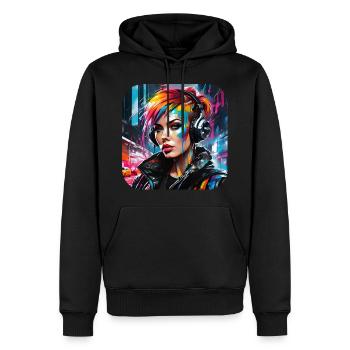 Fille Cyberpunk cool X - Sweat à capuche Premium bio Homme - noir - Devant - Nico (187cm)