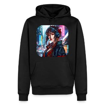 Fille hip hop cool - Sweat à capuche Premium bio Homme - noir - Devant - Nico (187cm)