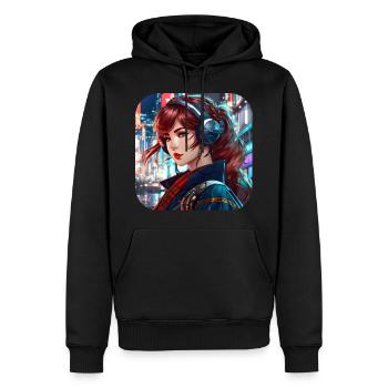 Fille hip hop cool - Sweat à capuche Premium bio Homme - noir - Devant - Nico (187cm)