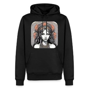 Fille punk gothique cool avec des roses rouges - Sweat à capuche Premium bio Homme - noir - Devant - Nico (187cm)