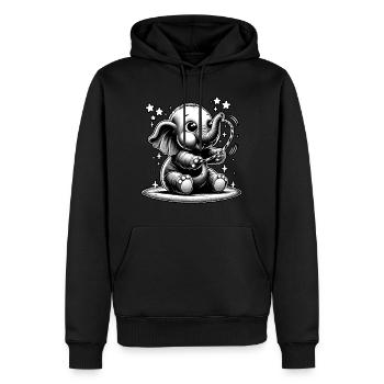 Sternenspiel des kleinen Elefanten - Männer Premium Bio Hoodie - Schwarz - Vorne - Nico (187cm)