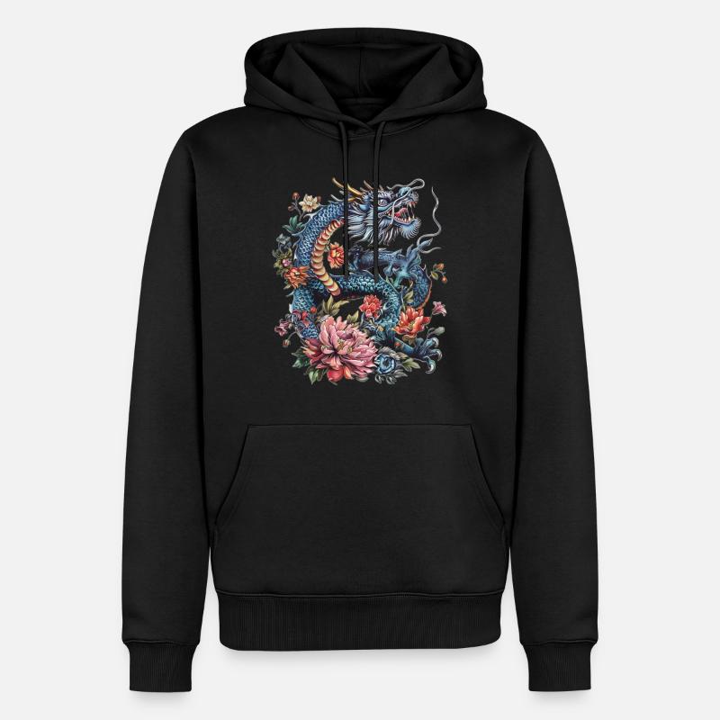 Blauer Drache - Männer Premium Bio Hoodie - Schwarz