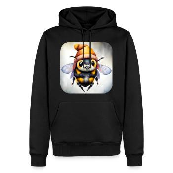 Abeille d’hiver fraîche avec chapeau et écharpe - Sweat à capuche Premium bio Homme - noir - Devant - Nico (187cm)