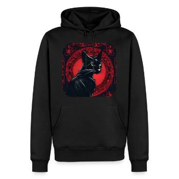 Mystische schwarze Katze - Männer Premium Bio Hoodie - Schwarz - Vorne - Nico (187cm)