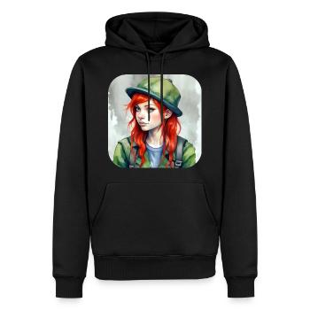 Jolie fille d’anime aux cheveux roux Irlande - Sweat à capuche Premium bio Homme - noir - Devant - Nico (187cm)