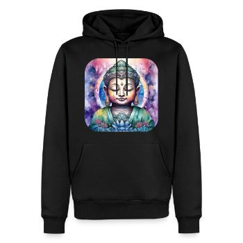 Mystischer spiritueller Buddha - Männer Premium Bio Hoodie - Schwarz - Vorne - Nico (187cm)