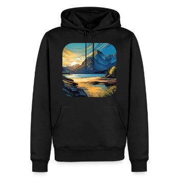 Berge im Sonnenuntergang III - Männer Premium Bio Hoodie - Schwarz - Vorne - Nico (187cm)