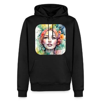 Cooles Blumen Mädchen - Männer Premium Bio Hoodie - Schwarz - Vorne - Nico (187cm)