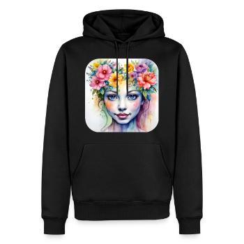 Niedliches Blumen Mädchen - Männer Premium Bio Hoodie - Schwarz - Vorne - Nico (187cm)