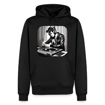 Cooler Musik DJ - Männer Premium Bio Hoodie - Schwarz - Vorne - Nico (187cm)