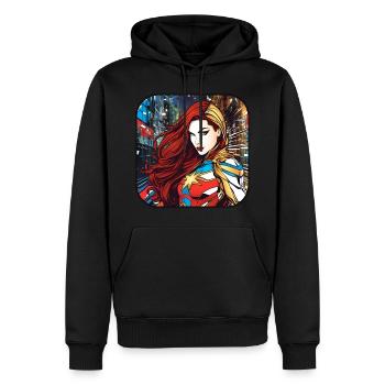 Super-héroïne fantastique cool - Sweat à capuche Premium bio Homme - noir - Devant - Nico (187cm)
