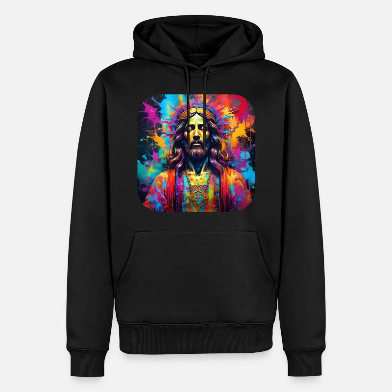 Jésus en style graffiti - Sweat à capuche Premium bio Homme - noir