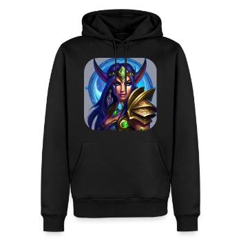 Stolze Fantasy Elfenkriegerin - Männer Premium Bio Hoodie - Schwarz - Vorne - Nico (187cm)